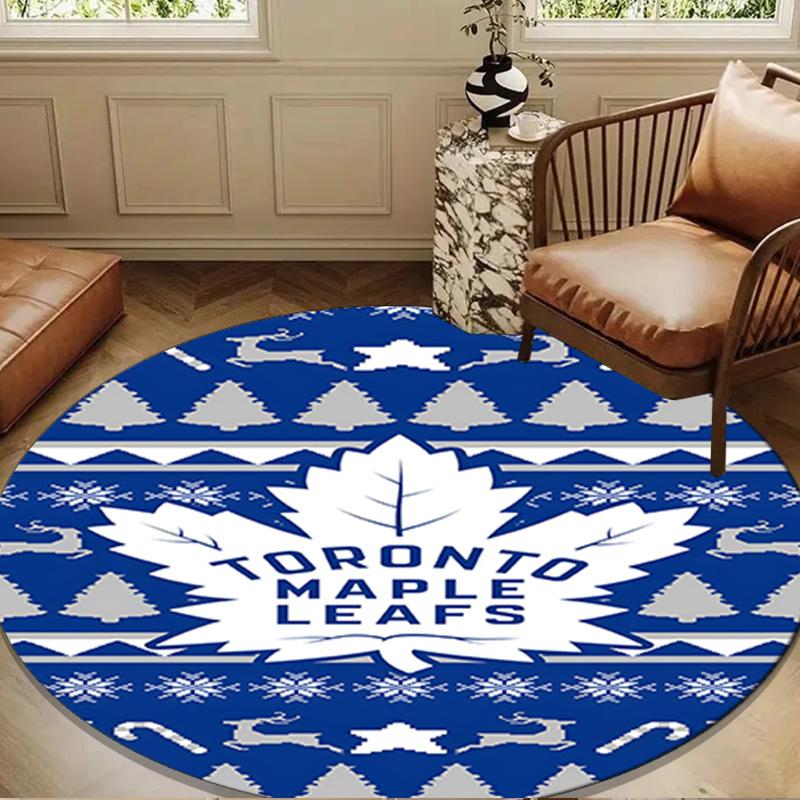 Maple Leafs Emblem Round Rug for Livingroom,Bedroom, Palyroom, Chair Rug, Area rug, Circle Carpet, Large Size Decor Fan Christmas gift