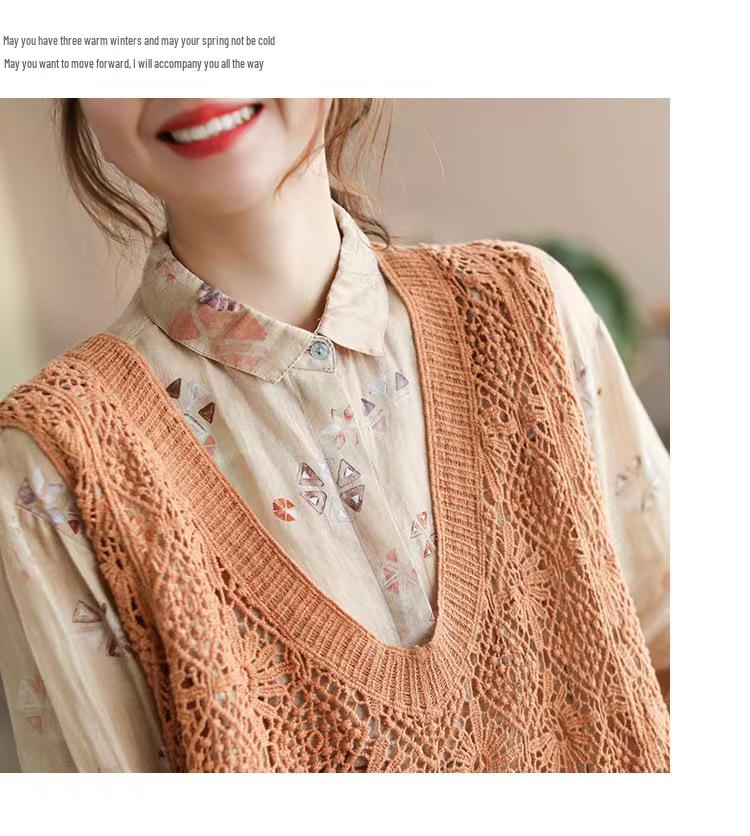 Women's Retro Knitted Sleeveless Cardigan: Hollow Out Vest for Spring, Summer, and Autumn - Loose Plus Size Fashion Top