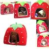 Good-Dog Kennel Dog Fashion Mat Basket Soft Strawberry Pet Dog Cat House Pet Tent Dog House Small Dog Kitten Bed Cat House
