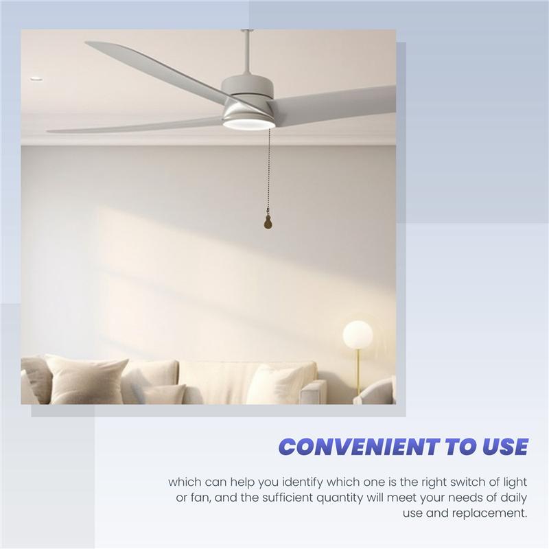 M-Modern-4Pcs Ceiling Fan Pull Chain Set,Bulb And Fan Pattern Pull Chain Extension Fan Pull Chain Pendant 12 Inch