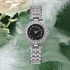 Luxury Women Bracelet Watch Round Dial Quartz Analog Watch Sparkling Rhinestone Elegant Wristwatch for Daily Wear Party Office