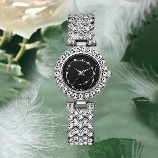 Luxury Women Bracelet Watch Round Dial Quartz Analog Watch Sparkling Rhinestone Elegant Wristwatch for Daily Wear Party Office