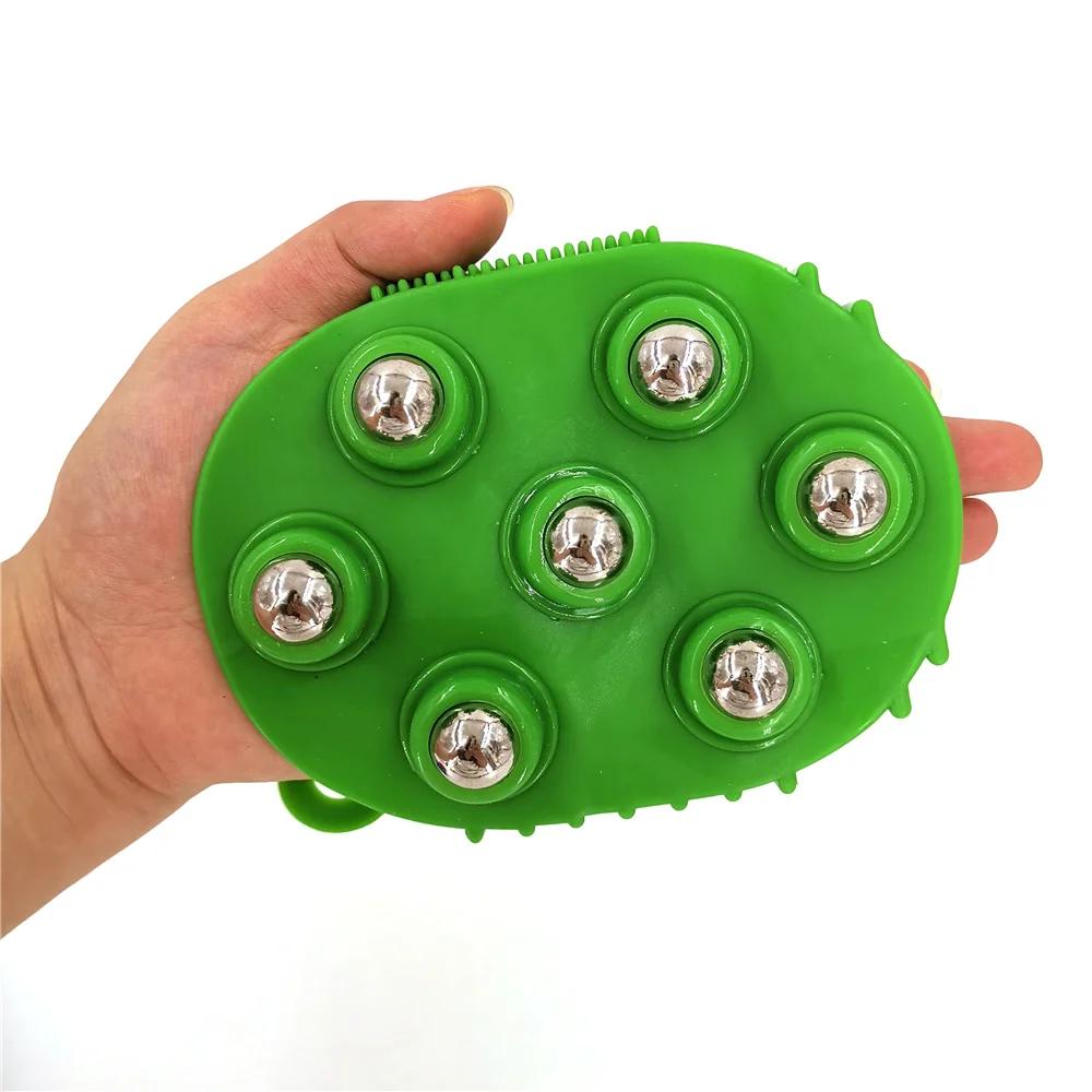 

Lymphatic Drainage Gloves Brush Handheld Massagers Double-sided Massage Brush with Steel Ball Design for Belly Fat Body Shaping