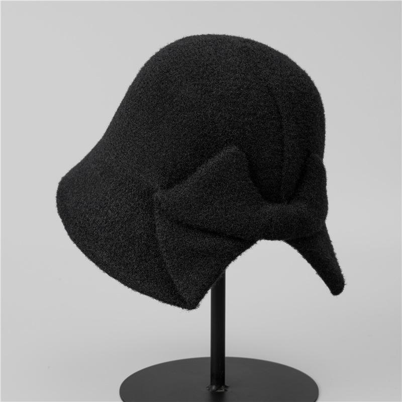 Simple Bow Temperament Bucket Hat Women's Autumn and Winter Casual Versatile Washbasin Hat New Hat