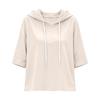 Dames Mode Casual T-shirt Top met 3/4 Mouwen en Capuchon voor Dagelijks Gebruik