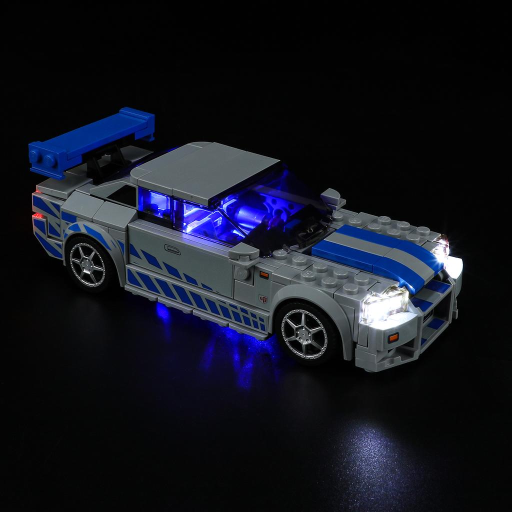 Gör-det-själv LED-belysningskit för LEGO Speed Champions 76917 2 Fast 2 Furious – Nissan Skyline GT-R (R34) Byggklossleksaker Justerbara Belysningstillbehör