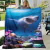 Coperta morbida in flanella con squali cartoni animati 3D, coperta da divano per soggiorno, camera da letto, letto, divano, copertura per picnic