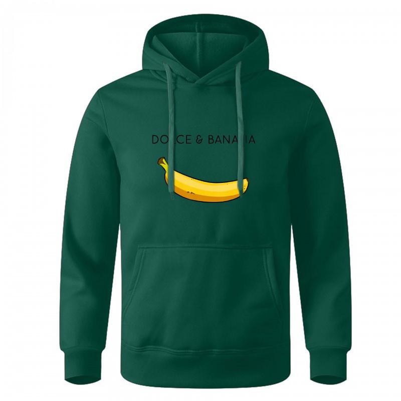 Unisex Hooded Sweatshirt With Banana Print Casual Streetwear Loose Fit Cotton-Lined Pullover Fall