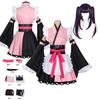 Anime Kimono Služka Cosplay Kostým Set, Růžové Černé Japonský Styl Služebnické Šaty s Parukou s Dvojitými Copánky, Kompletní Oblečení pro Halloween Comic‑Con