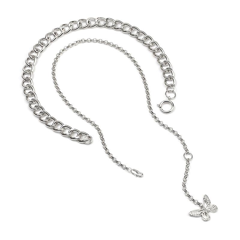 Stall exaggerated large chain butterfly pendant hip hop necklace ins wind beautiful multi-layer Mori collarbone neck chain