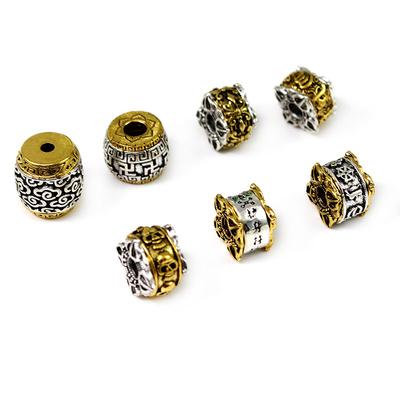 5Pcs Tibetan Silver Gold Metal Loose Spacer Beads Big Hole Beads for Necklace Bracelet Jewelry Making DIY Crafts Accessories