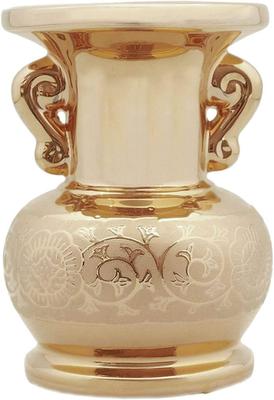 Ceramic Arte Buddhist Altar Accessories, Gold Arabesque Design, Jade Buddha Flower Vase, 4.0 Inches, Genuine Gold Finish, Made In Japan, Diameter