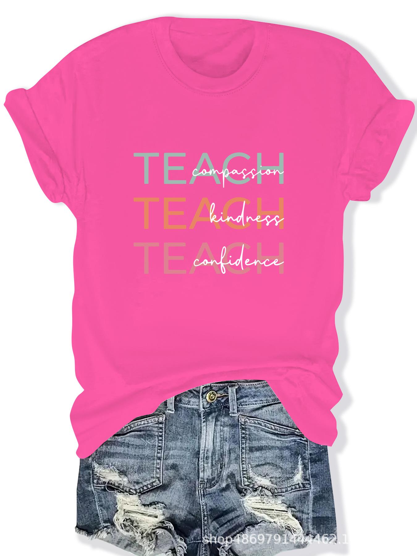 

Women s Cross-Border Round Neck Fashion T-Shirt S розы красного