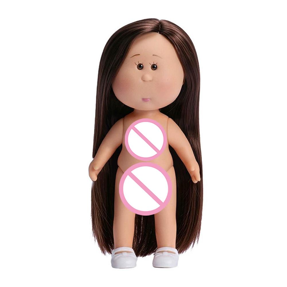 Girls Toy Curly Hair 14cm Bean Eye Vinyl Doll Dress Up Dark Skin Mia Potato Dolls Movable 14cm Action Figure Body Children Gift
