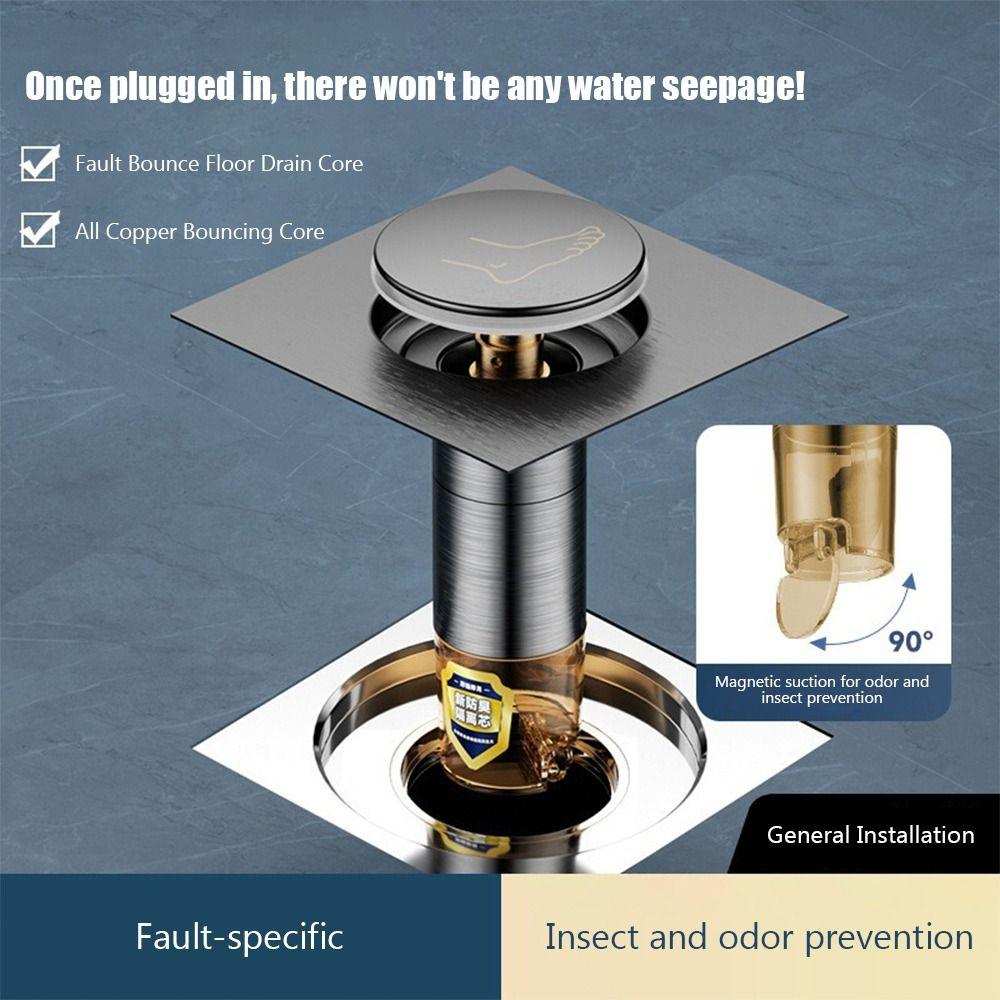 Stainless Steel Press-Type Floor Drain Pop Up Bounce Pedal Type Shower Foot Floor Drain Removable Anti-odor Sewer Floor Strainer