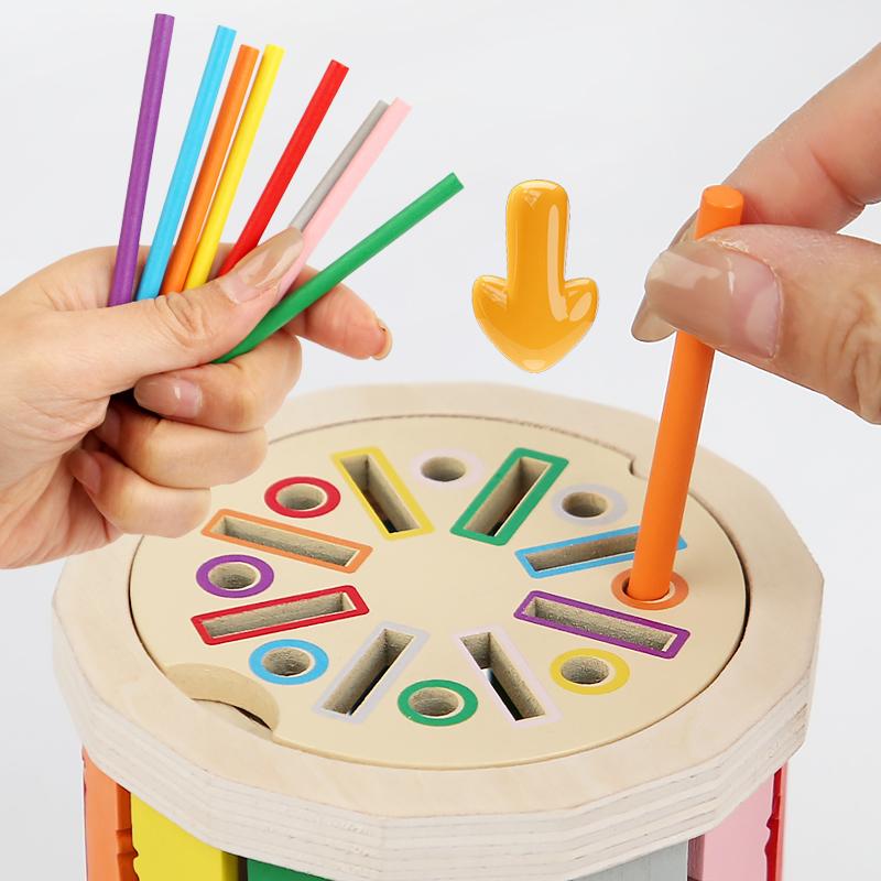 Montessori Wooden Color Sorting Toys Shape Matching Fine Motor Toys Sensory Game Early Educational Puzzle Toys for Toddlers