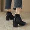 Krazing Pot Cow Leather Sheep Suede Winter Pointed Toe Med Heels Modern Boots Women Slip On Ankle Boots