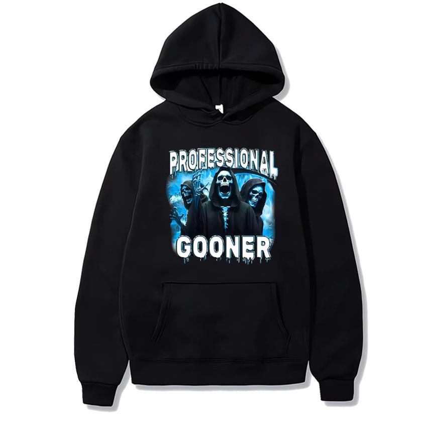 New Professional Gooner Offensive Funny Skeleton Meme Graphic Hoodie Men women harajuku humor Sweatshirt Unisex Fleece pullover