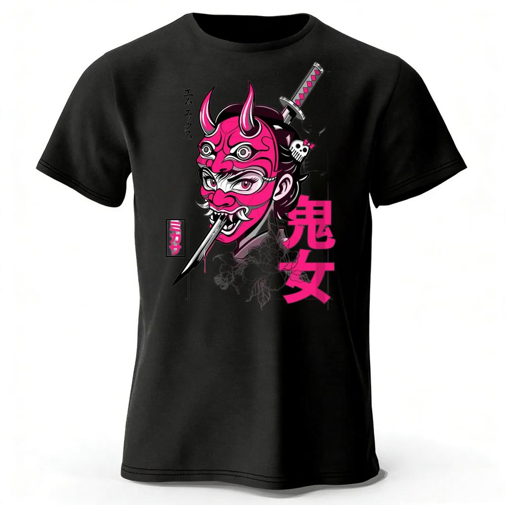 Japanese Samurai Print Men Pure Cotton Sports Running Short Sleeved Simple Style Fitness and Comfortable Plus Size Loose Tshirt