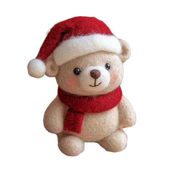 Christmas Felt Ornaments Handmade Wool Felt Rabbit Gingerbread Man Crafts for Tiered Tray Tabletop Decor