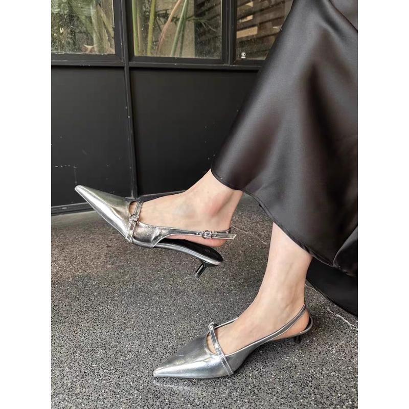 Fashion New Fashion Pointed Toe Buckle Strap Ladies Sandals Solid Shallow Fashion Sexy Party Slingbacks Summer High Heeled Shoes Woman