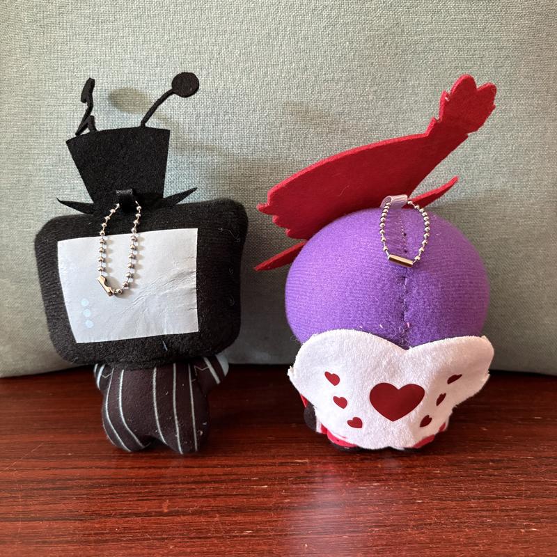 13cm Personaggio Anime Animazione Hazbin Coppia 3V Vox e Valentino Peluche Giocattoli Zaino Hotel Borsa Ciondolo Scrivania Peluche Bambola Decorazione