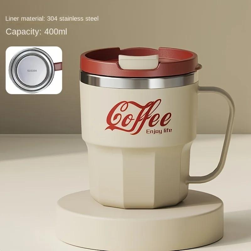 400ml Stainless Steel Coffee Mug Double Layer Thermal Insulated Mug Cup Reusable Spillproof Use Easy Clean Travel Cup Home