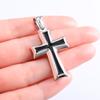 Stainless Steel Cross Pendant Necklace Women Men Christian Charms for Chain Choker Black Silver Jewelry Accessory
