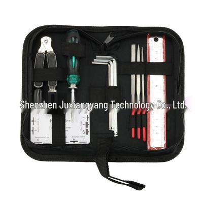 Gitarrenreparaturset: 11-in-1 Werkzeugset mit Schraubenschlüssel, Feile, Saitenlehre & -schneider, Bundpolierer und Zubehör