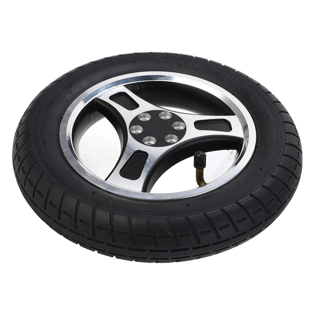 10x2 Inch Rear Wheel with Aluminum Alloy Hub 6 Holes Low Noise Inflatable Caster Tire for Hand