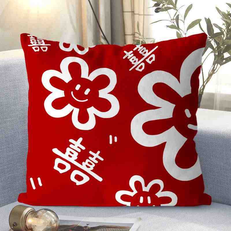 Wedding Pillows, Wedding Room Atmosphere Decoration Pillows, Living Room Sofa Cushions, Happy Wedding Gifts, Wedding Supplies Props