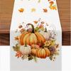 Autumn Leaves Pumpkin Table Runner: Linen Thanksgiving Decoration for Kitchen & Dining