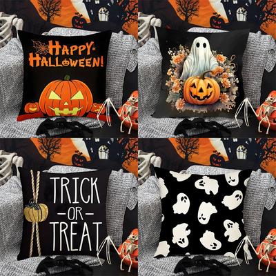 Halloween Party Decoration Pillow Cover Pumpkin Ghost Pillow Cover Suitable for Home Living Room Sofa Room Decoration