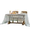 Elegante Mantel Rectangular de Encaje Francés Blanco para Comidas Festivas y Fotografía