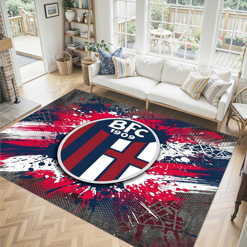 Bologna FC Design Crystal Velvet Carpet Cozy Non?Slip Printed Rug For Bedroom Living Room Entrance
