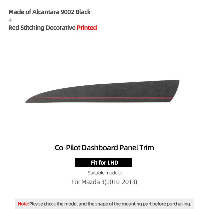 Betterhumz For Mazda 3 Axela 2010-2013 Made of Alcantara Co-pilot Dashboard Trim Stickers Car Trument Interior Accessories