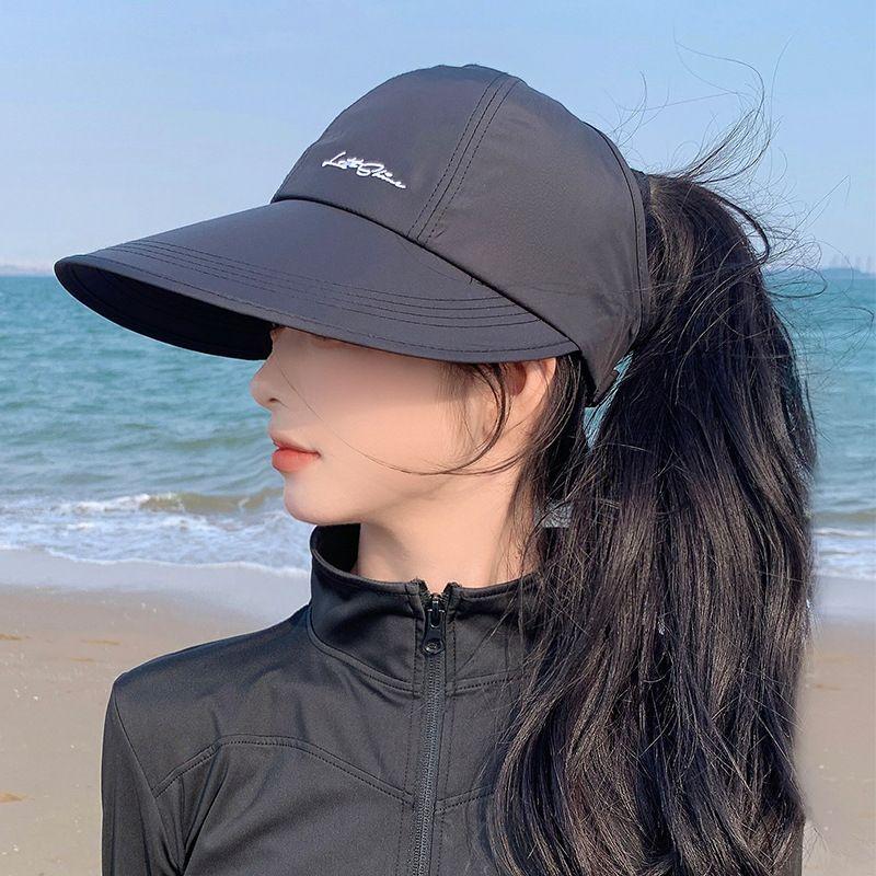 

2025 New Arrival Sun Protection Hat Women s Lightweight Breathable Sun-Proof Peaked Cap Can Tie Ponytail Air Top Quick-Drying Sun Baseball Cap Black Free size-wind-proof rope