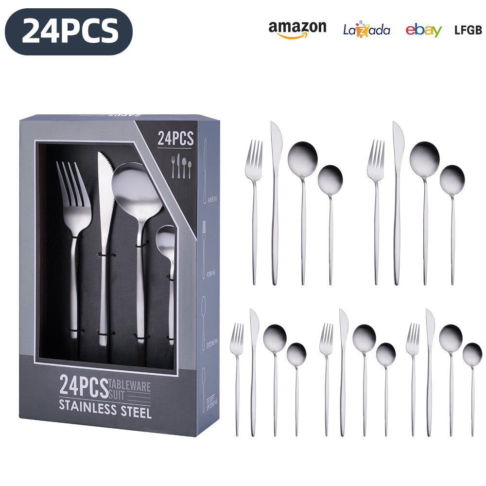25 Years of New Stainless Steel Tableware Set, Tableware Portuguese Knives, Forks and Spoons 24-piece Gift Box Set