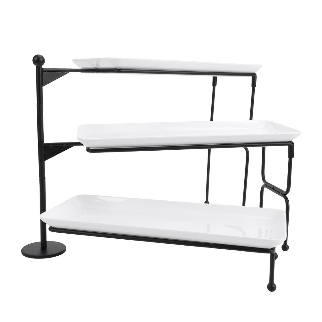 3 Tier Dessert Stand Fruit Display Tray Metal Frame Dishwasher Safe Easy Assembly and Disassembly Self Serve Pastry