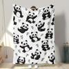 1 pièce Couverture mignonne motif panda et bambou, fabriquée en polyester, lavable en machine, adaptée pour la chambre à coucher et le salon.