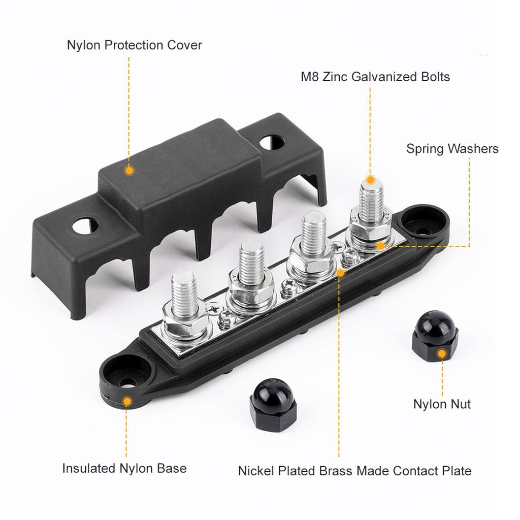Busbar Box, M8 Terminal Stud Junction Block 250 Amp Rated (Red)