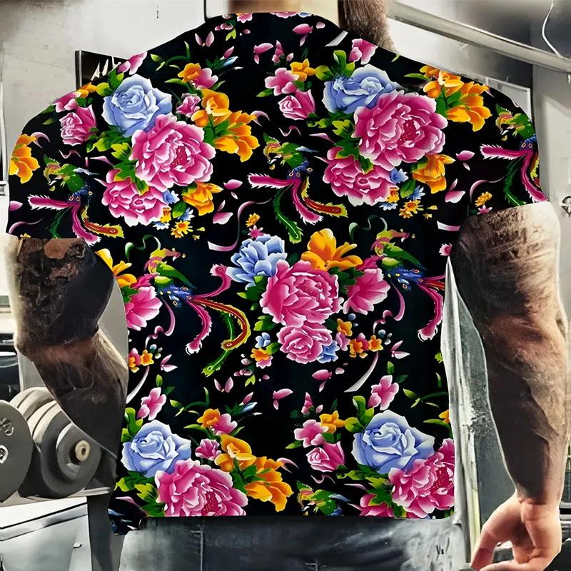 T-shirt d'été à col rond style Nord-Est pour homme en fibre de polyester