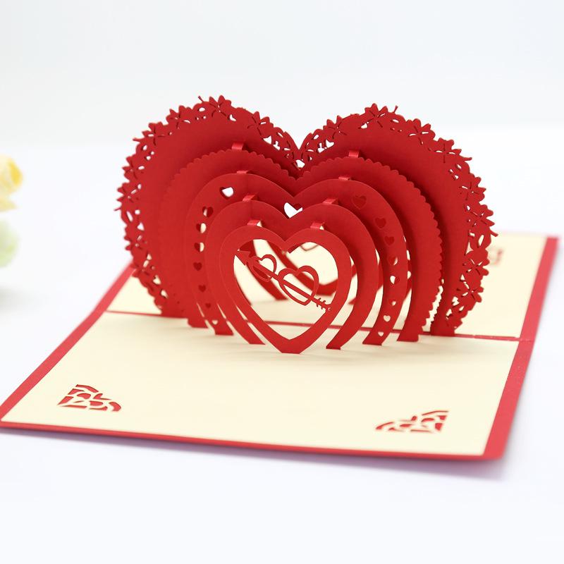 Heart-to-Heart 3D Pop-up Card, Qixi Festival Valentine's Day Love Confession, Handmade Hollow Paper Carving