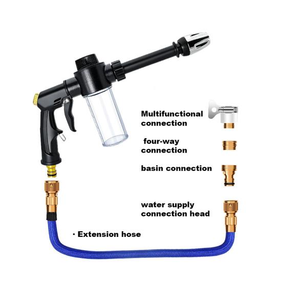 Garden Hose Nozzle with Foam Cannon 3 Spray Modes High-Pressure Hose
