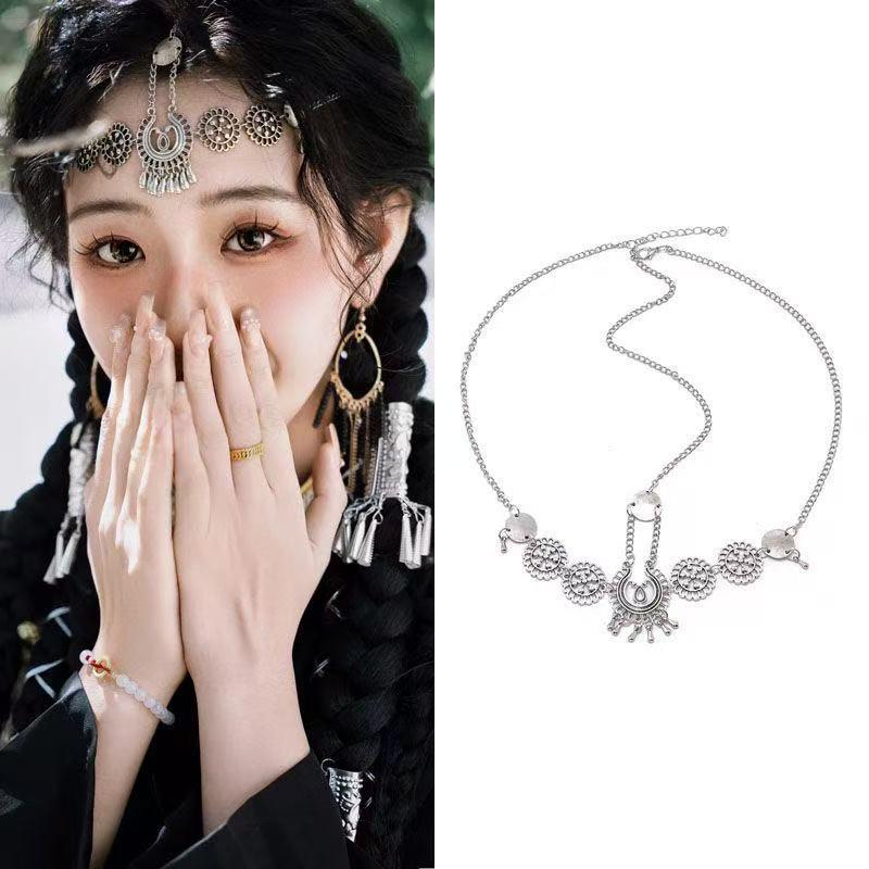 Bohemian Headdress: Retro Hair Accessories & Exotic Forehead Chain for Fairy Weddings & Ancient Costumes