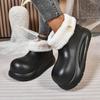 Fleece rain shoes women wear in autumn and winter waterproof big head heightening rain boots lightweight non-slip water shoes short plush water boots