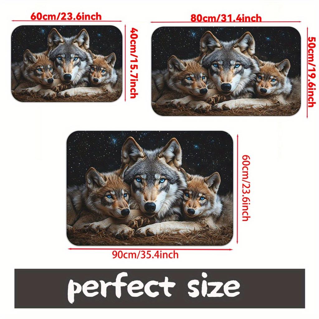 Starry Sky Wolf Print Kitchen Rug, Anti Fatigue Waterproof Non-Slip Comfort Standing Floor Mat for Kitchen