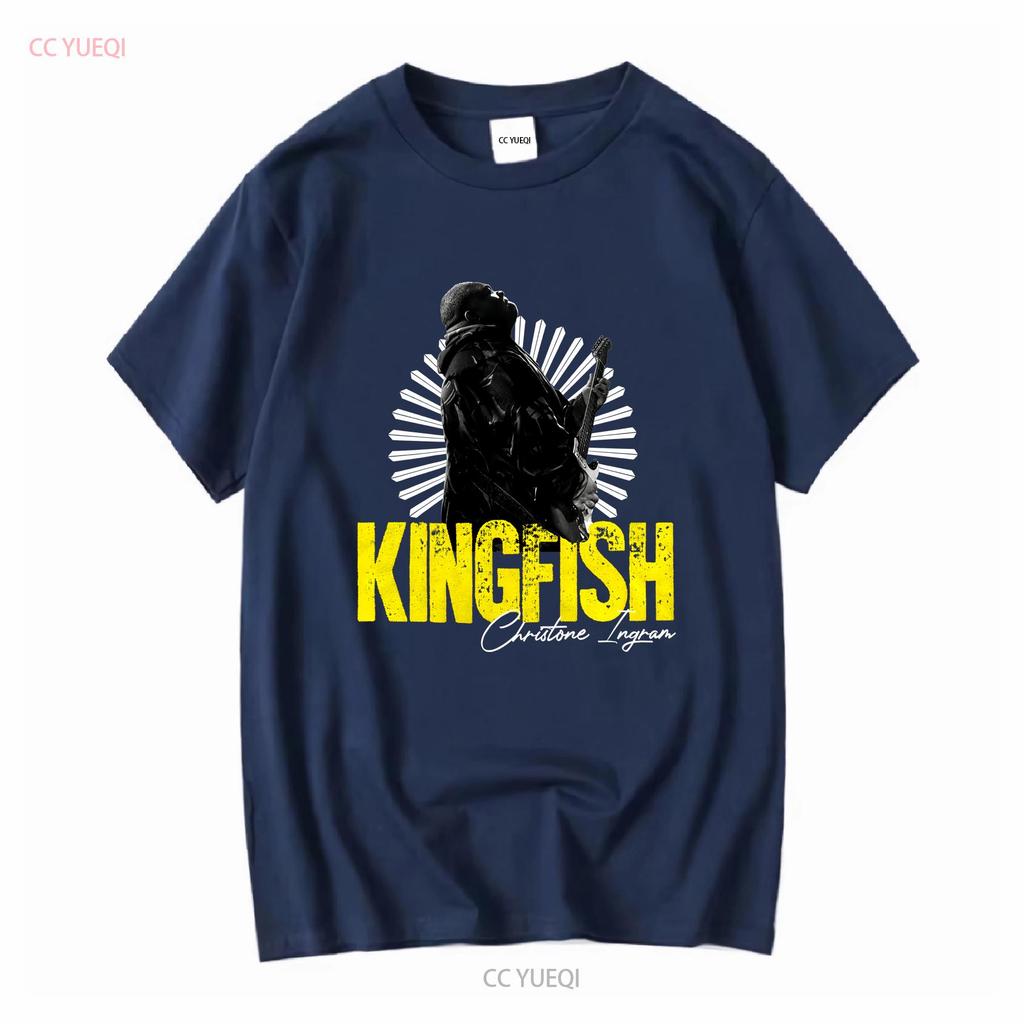 Kingfish Christone Ingram T Shirt Uomo S Girocollo Maniche lunghe Nere vintage Lavato Alla moda Morbido Versatile