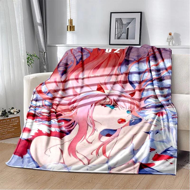 3D Sexy Girl Zero Two DARLING In FRANXX Soft Plush Blanket,Flannel Blanket Throw Blanket for Living Room Bedroom Bed Sofa Picnic
