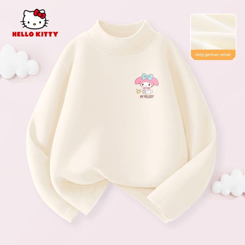 Hello Kitty Girls  White Base Layer Thermal Shirt, Children s Warm Clothing, Inner Layer with Fleece, Top for Older Girls Ti Accompanies K Milk White 110